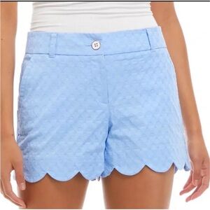 Crown & Ivy Sky Blue Scalloped High Waist Shorts